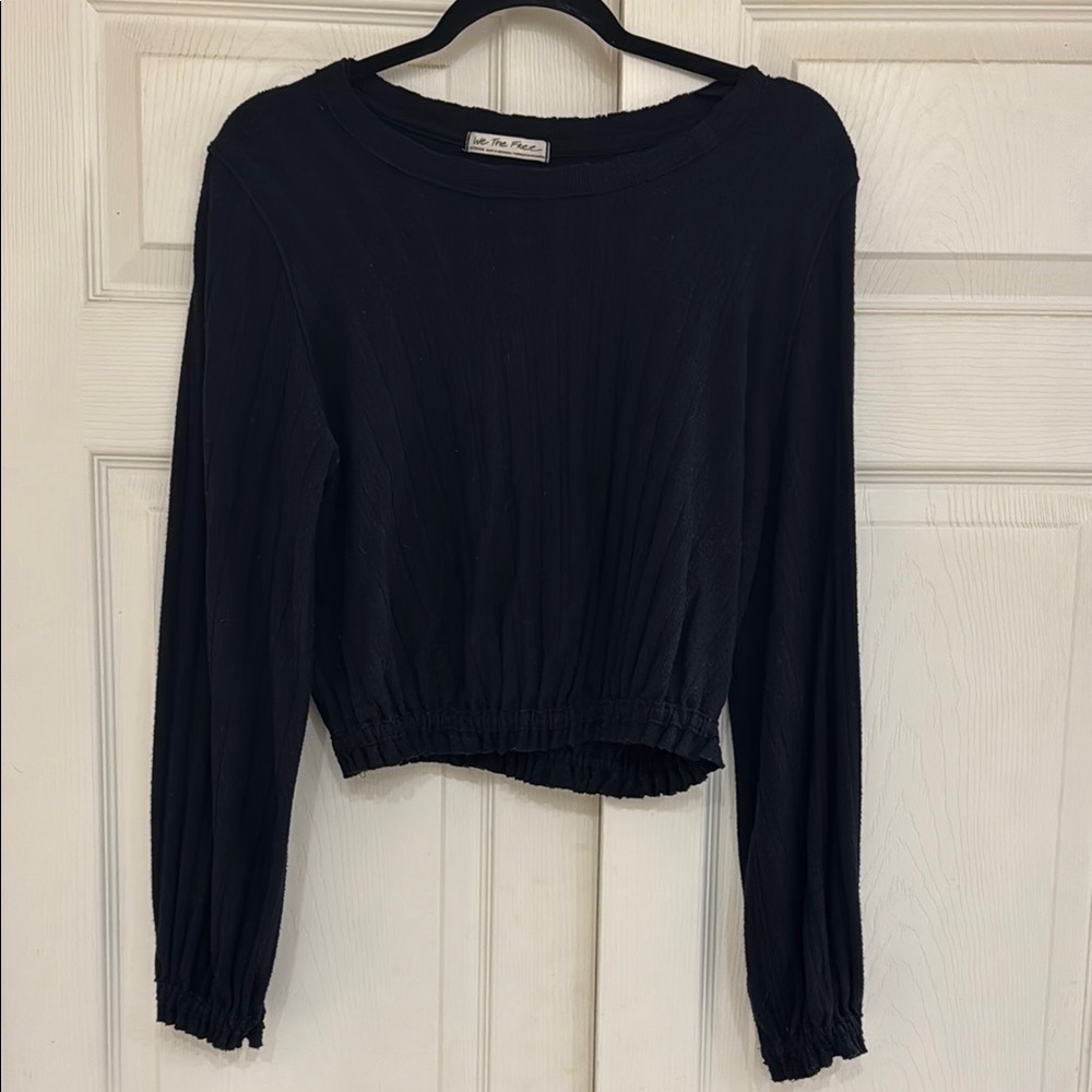 Free People Black Long Sleeve Top